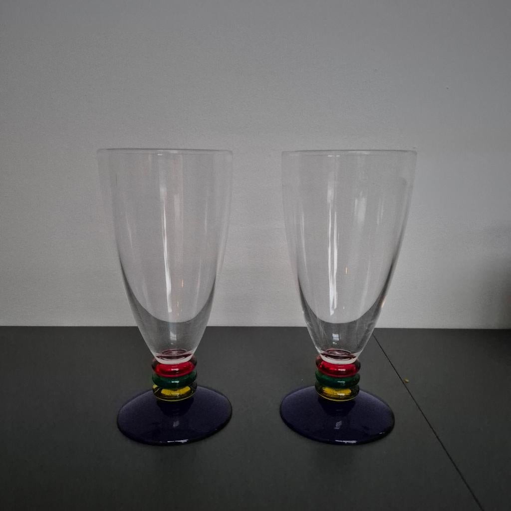 Twee perspex drinkglazen, vintage design, Huis en Inrichting, Ophalen, Overige typen, Kunststof, Zo goed als nieuw