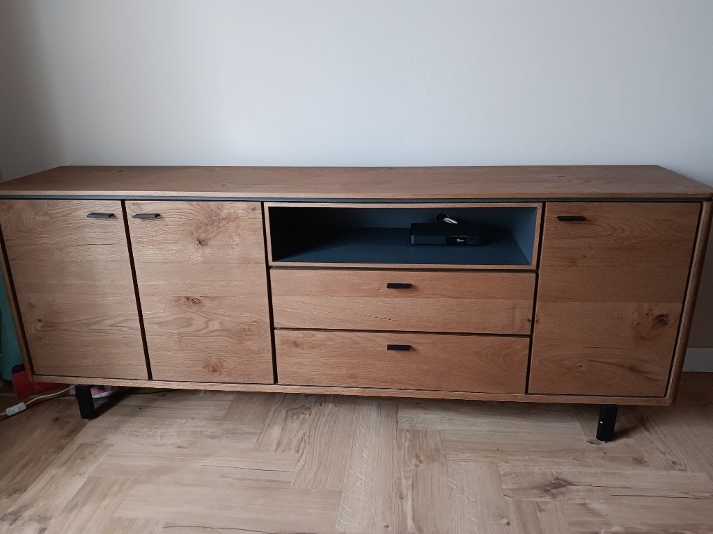 TV meubel Livada 210 cm, Huis en Inrichting, Kasten | Televisiemeubels, Ophalen, 150 tot 200 cm, Modern landelijk, Zo goed als nieuw