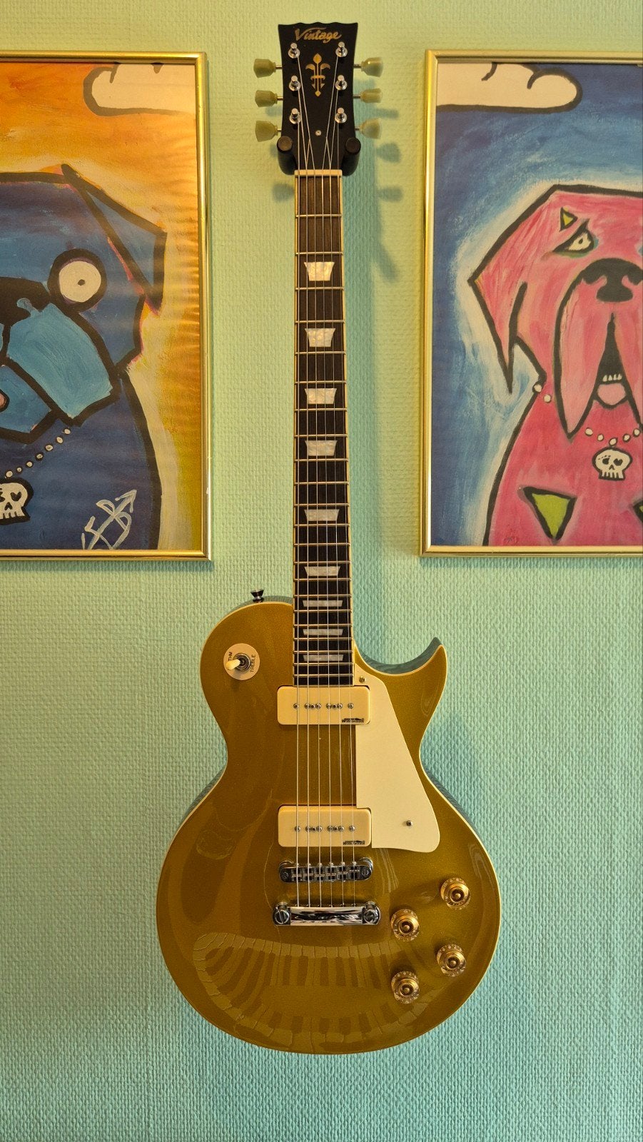 Vintage V100 Gold Top – Wilkinson P90's, Ophalen, Zo goed als nieuw, Overige merken