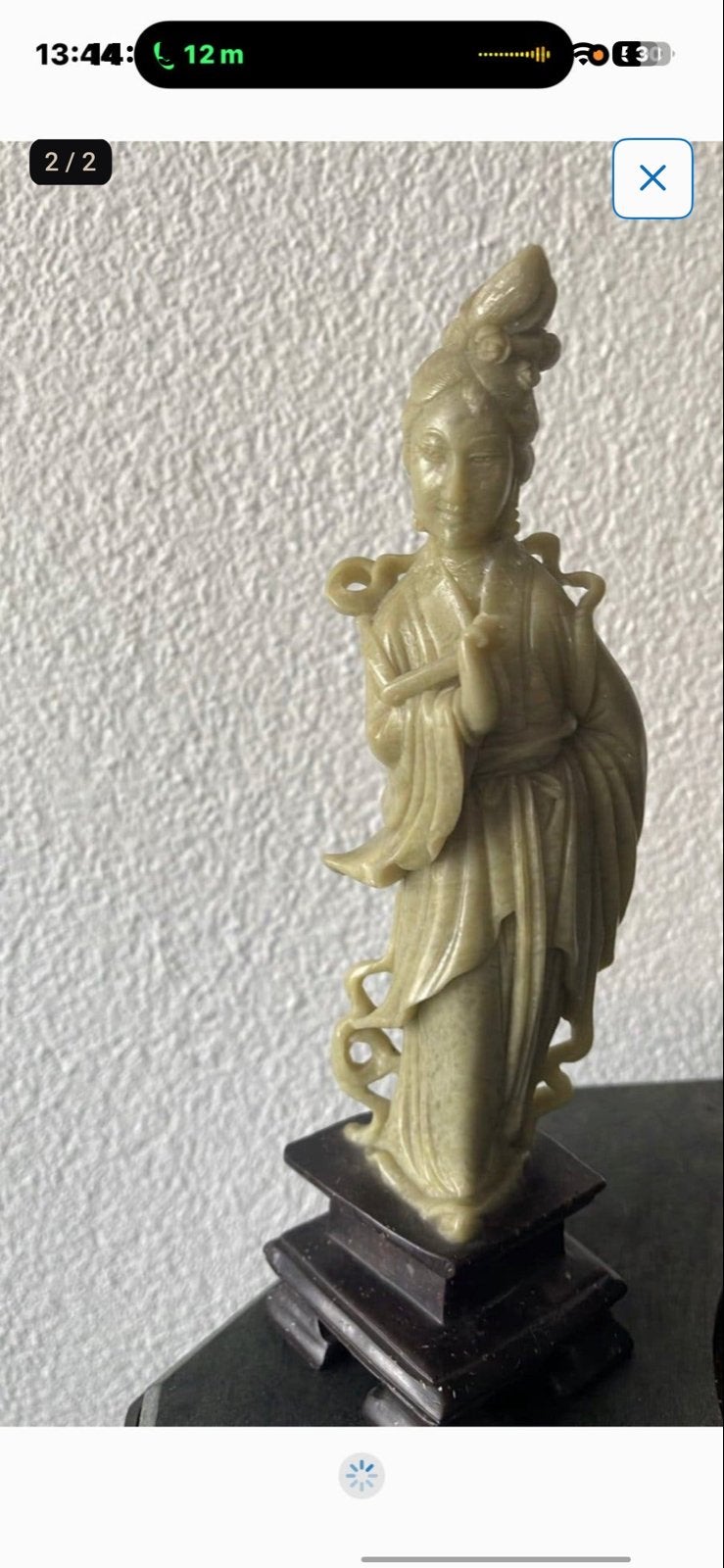 Antiek Chinees beeldje van speksteen - Vrouw, Ophalen of Verzenden, Handgemaakt, 20 - 50 cm, Steen of Keramiek