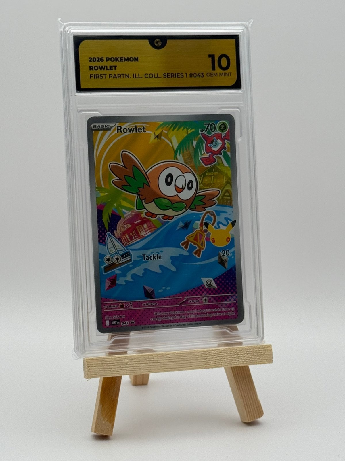 Rowlet #043 - (MEP) Global Grading 10, Ophalen of Verzenden, Nieuw, Losse kaart