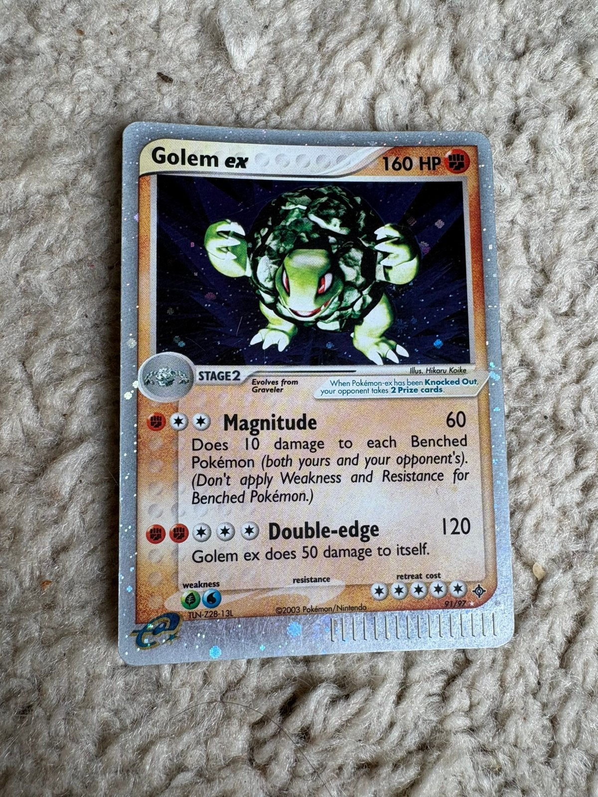 Pomemon kaart Golem ex 91/97 e series 2003, Ophalen of Verzenden, Zo goed als nieuw