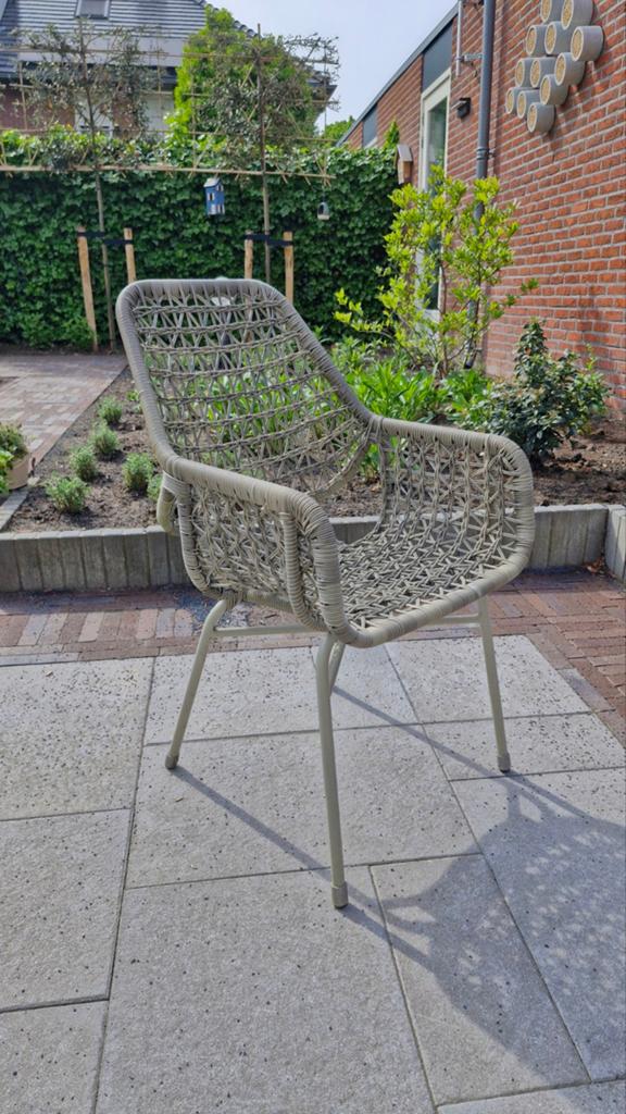 4x Apple Bee Zara diningstoel White Blaze met kussens!, Tuin en Terras, Tuinstoelen, Ophalen, Zo goed als nieuw, Wicker, Stapelbaar