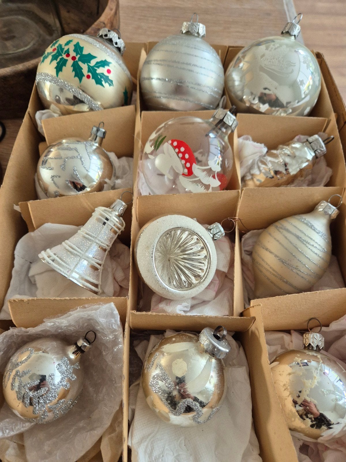 vintage  doos kerstballen, Ophalen of Verzenden