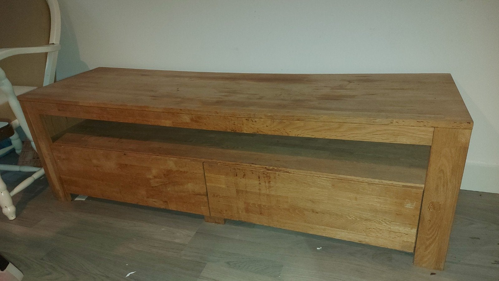 Eiken tv-meubel met lades - 150x45x47 cm, Huis en Inrichting, Gebruikt, 100 tot 150 cm, Eikenhout, Ophalen of Verzenden