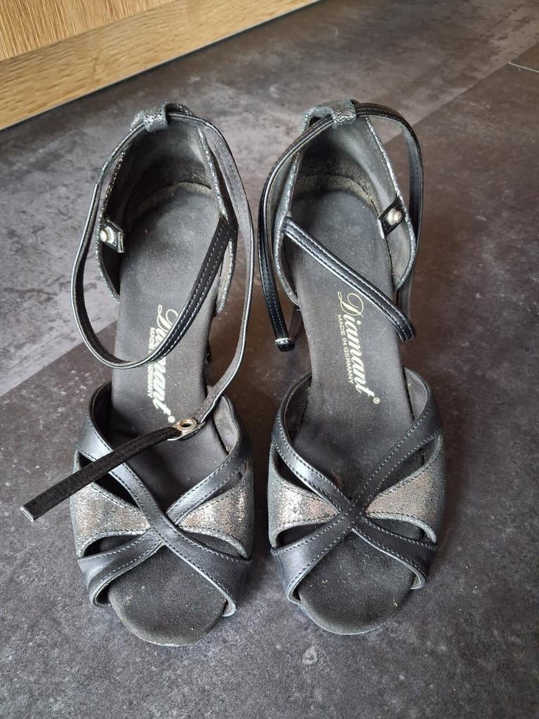 Salsa dansschoenen maat 4,5 met opbergzakje, Diamant, Zwart, Dansschoenen, Ophalen of Verzenden