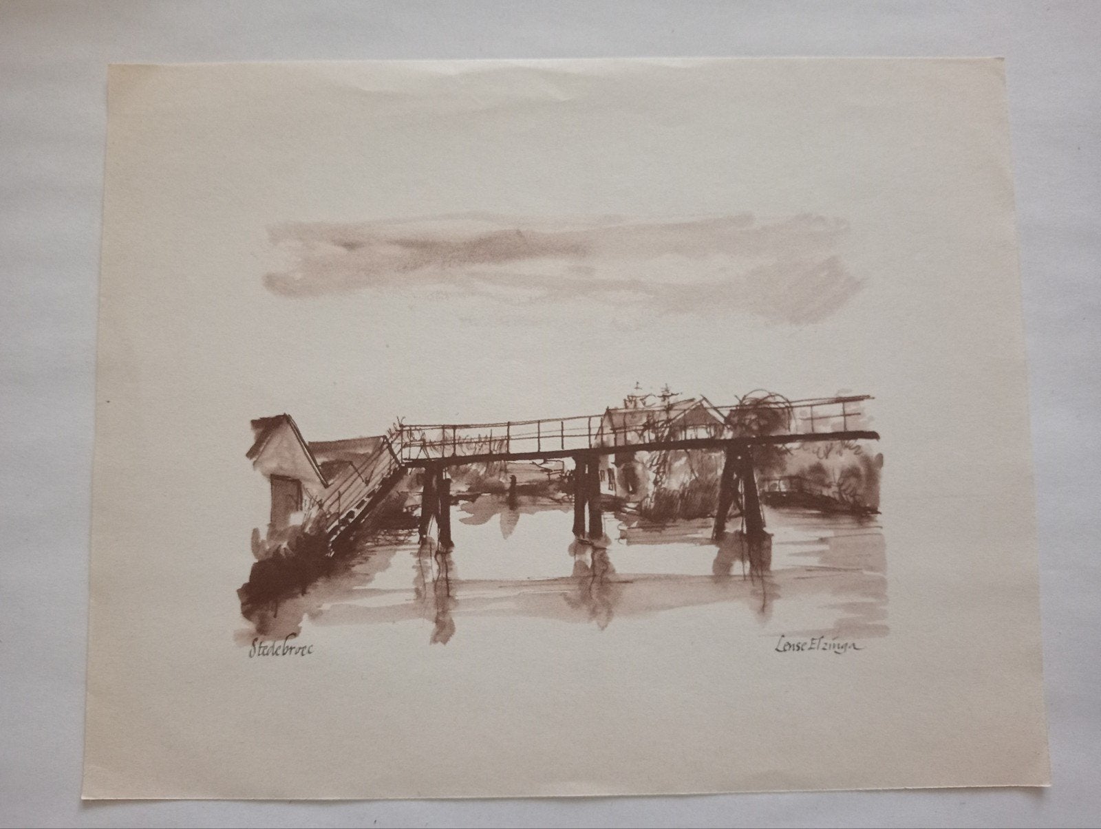 Stedebroec Offset Prent 20 x 25 cm - Redelijke Staat, Antiek en Kunst, Kunst | Tekeningen en Foto's, Ophalen of Verzenden, Print