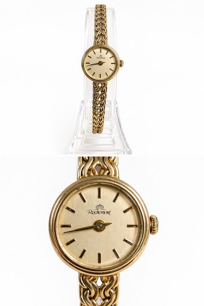 14K Gouden Dameshorloge Rochemont (585) – Werkend Quartz –, Ophalen of Verzenden, Goud