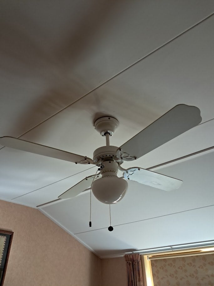 Goed werkende plafondventilator met verlichting, Witgoed en Apparatuur, Ventilatoren, Ophalen of Verzenden, Gebruikt, Plafondventilator