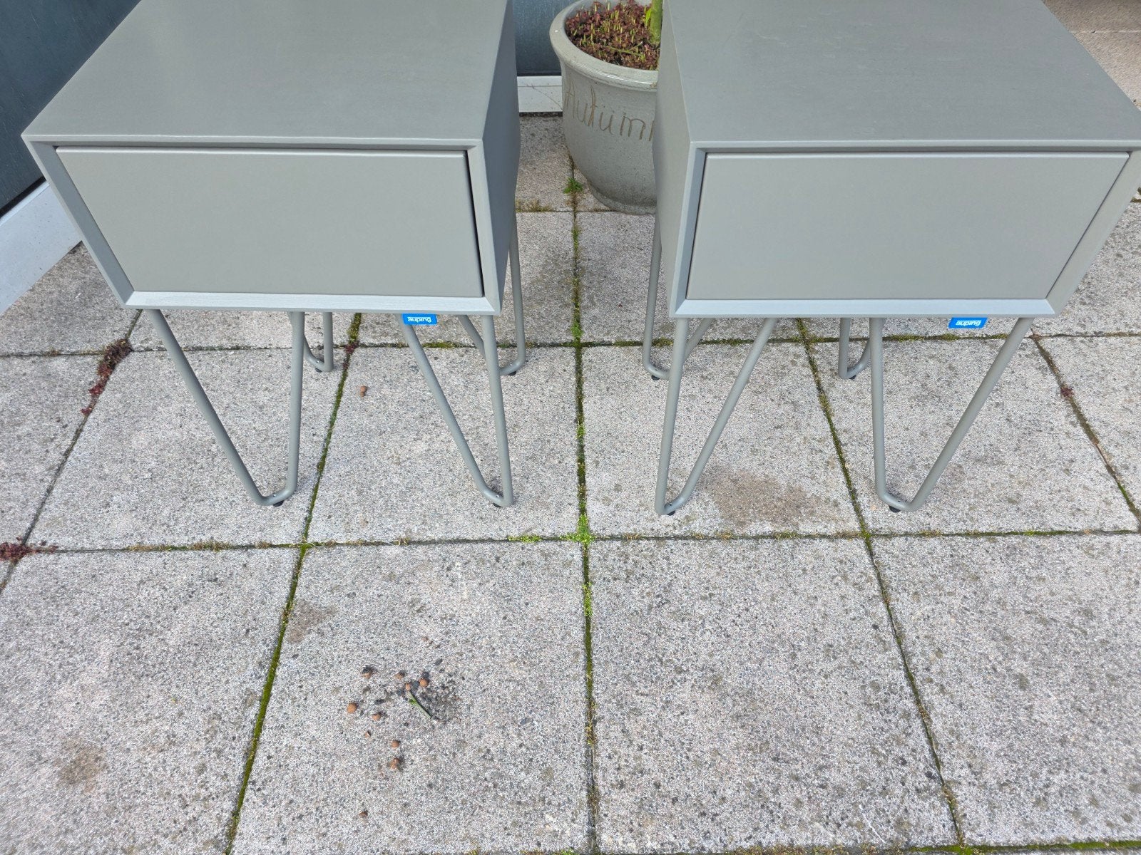 2 Auping nachtkastjes met gebruikerssporen, Ophalen, Gebruikt, Minder dan 45 cm, Metaal of Aluminium