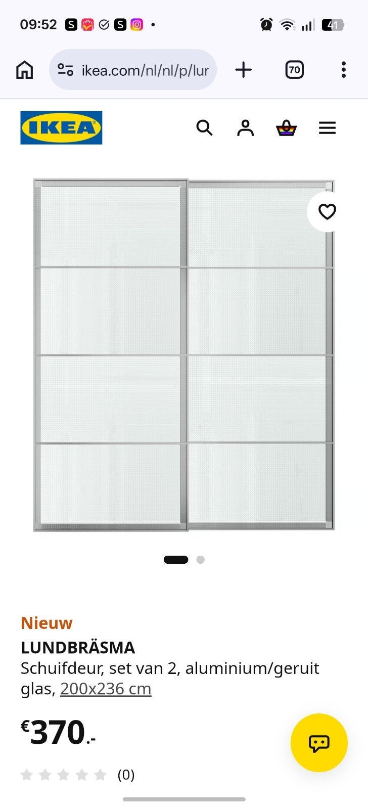 Set van 2 IKEA PAX LUNDBRÄSMA schuifdeuren, Ophalen, Gebruikt, 200 cm of meer, 200 cm of meer