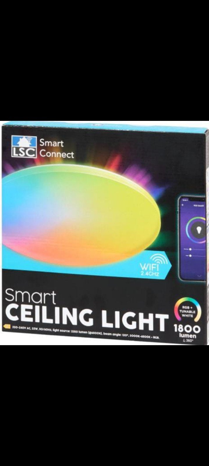 Smart Plafondlamp LSC Connect (Action) - Nieuw, Huis en Inrichting, Ophalen, Dimbaar, Zo goed als nieuw, Wit