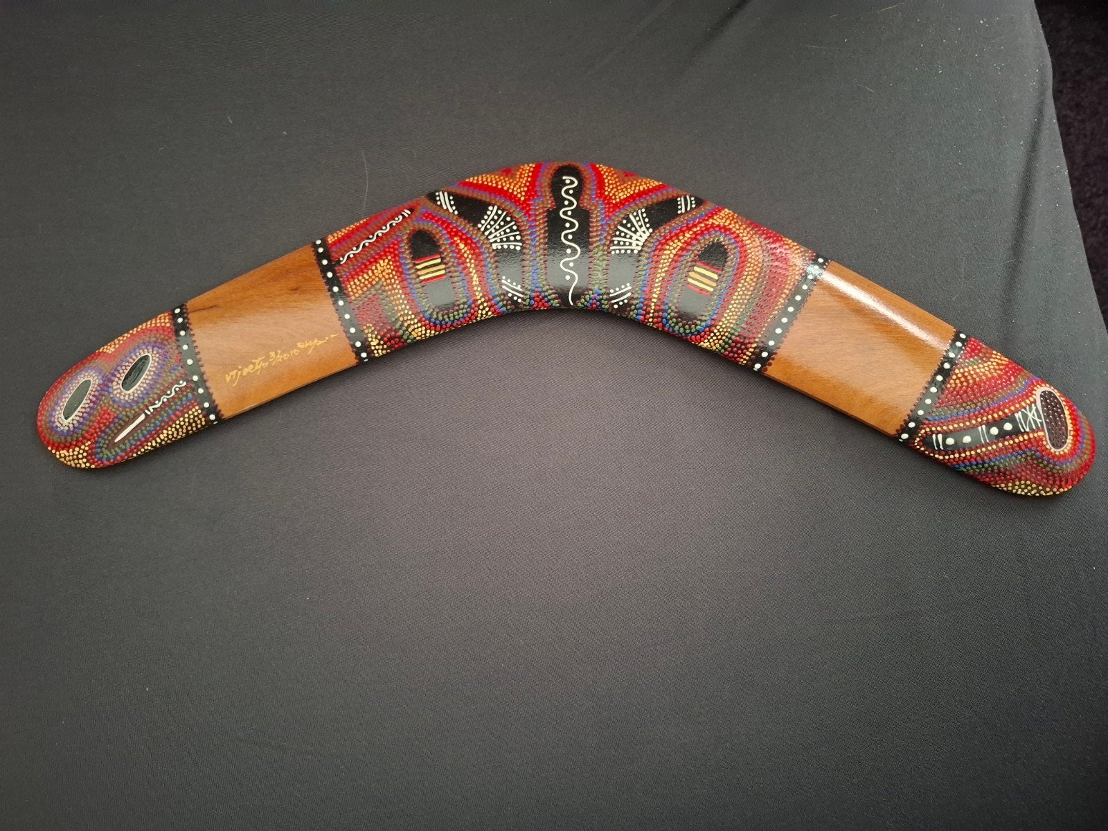 Handgeschilderde Boemerang - Australische Aboriginal Kunst, Hout, Verzenden, Overige typen, Gemerkt