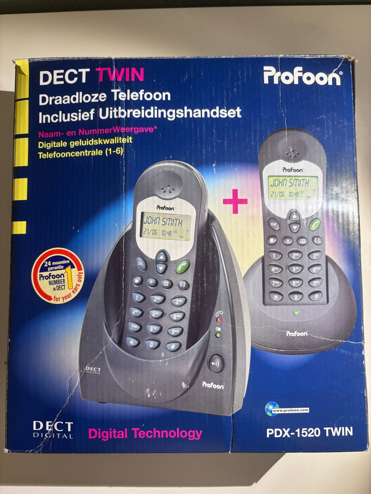 Profoon PDX-1520 TWIN DECT draadloze telefoon met handset, Ophalen of Verzenden, Nieuw, 2 handsets