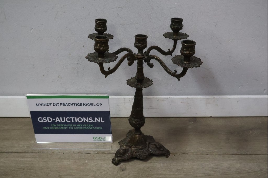 Antieke 5 armige kandelaar, Ophalen of Verzenden
