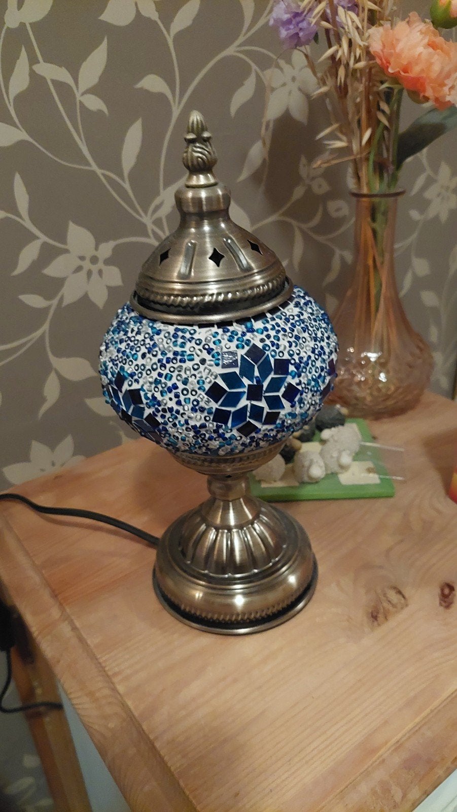 Turkse Mozaïek Tafellamp - Blauw, Blauw, Overige merken, Overige fittingen, Ophalen of Verzenden