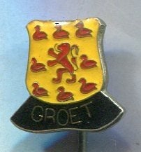 Groet email op zilverkleurig wapen speldje ( W_397), Ophalen of Verzenden, Zo goed als nieuw, Stad of Land, Speldje of Pin