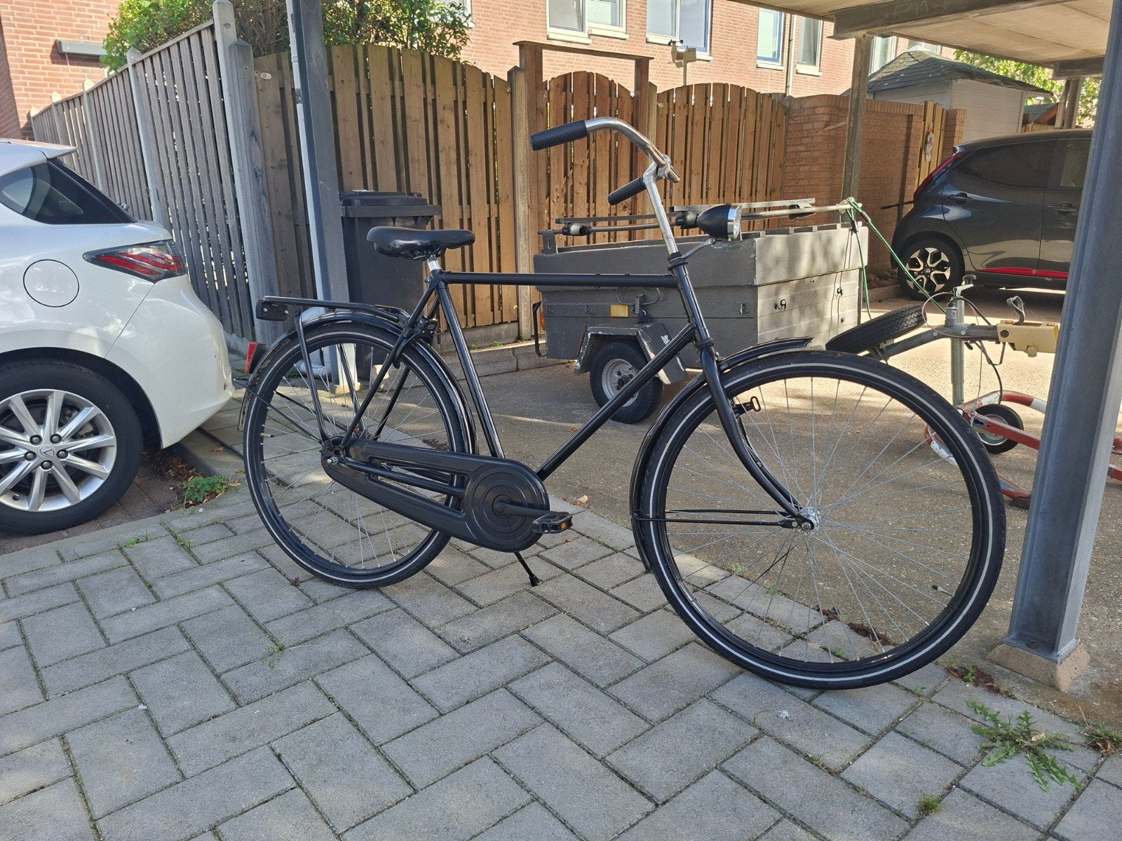 Degelijke zwarte herenfiets maat 61 28" stadsfiets, Terugtraprem, Gebruikt, 57 tot 61 cm, Ophalen