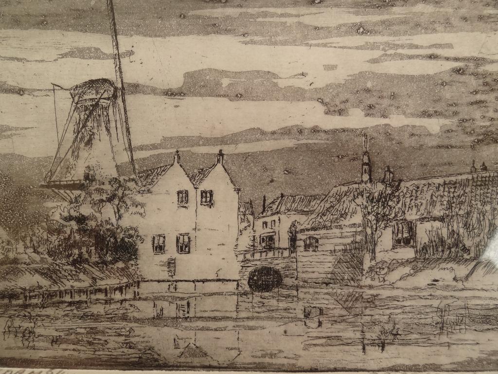Schiedam met molen, Piet Rozendaal, nr.6-40, Stadsgezicht, Ingelijst, 1950 - 1999, Verzenden