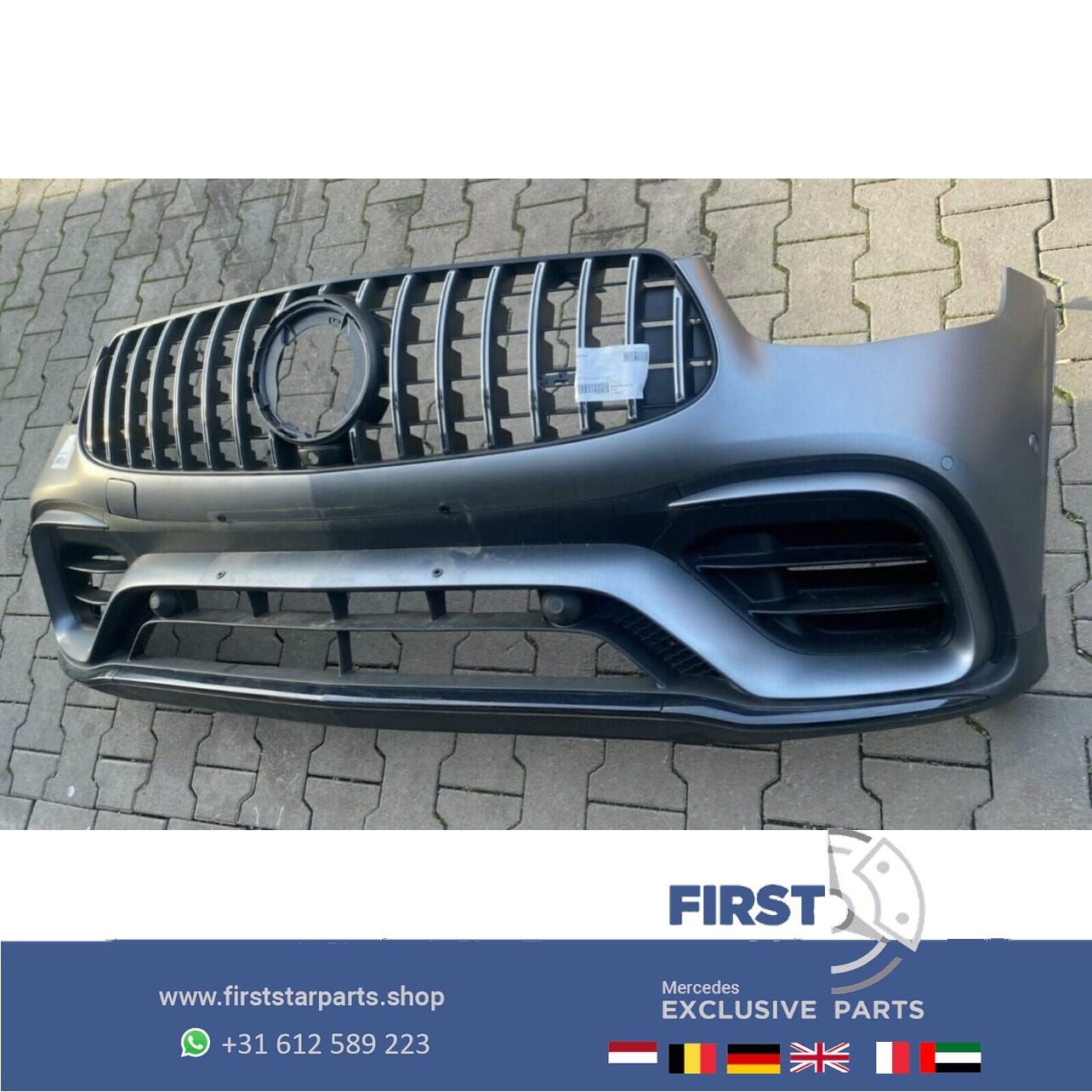 W253 C253 FACELIFT GLC63 AMG VOORBUMPER COMPLEET MAT GRIJS M, Gebruikt, -, Voor, Ophalen of Verzenden
