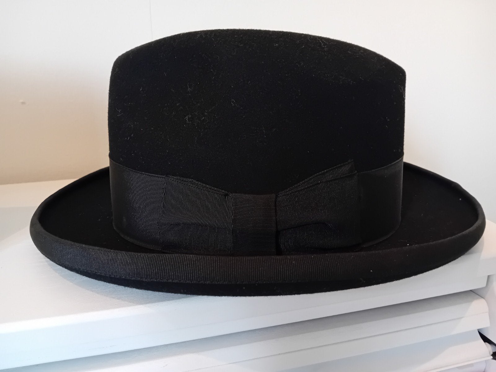 Vintage Heren Hoed Zwart, Kleding | Heren, Ophalen of Verzenden, Zo goed als nieuw, Hollywood, Hoed
