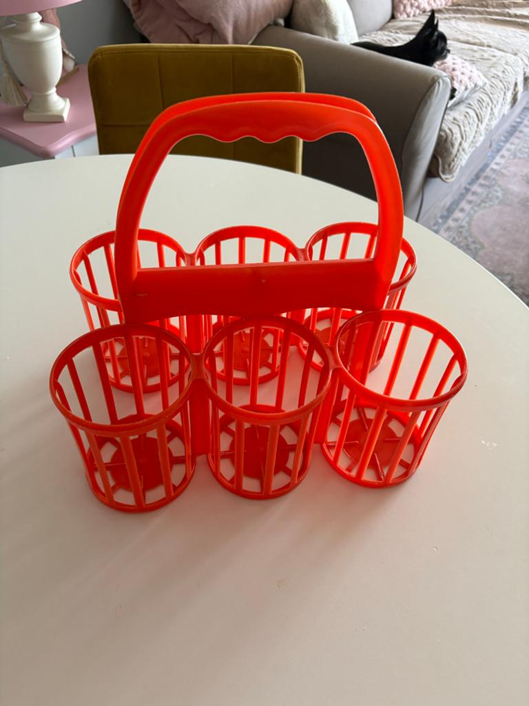 Vintage Oranje Flessenrek / Flessendrager, Antiek en Kunst, Ophalen of Verzenden