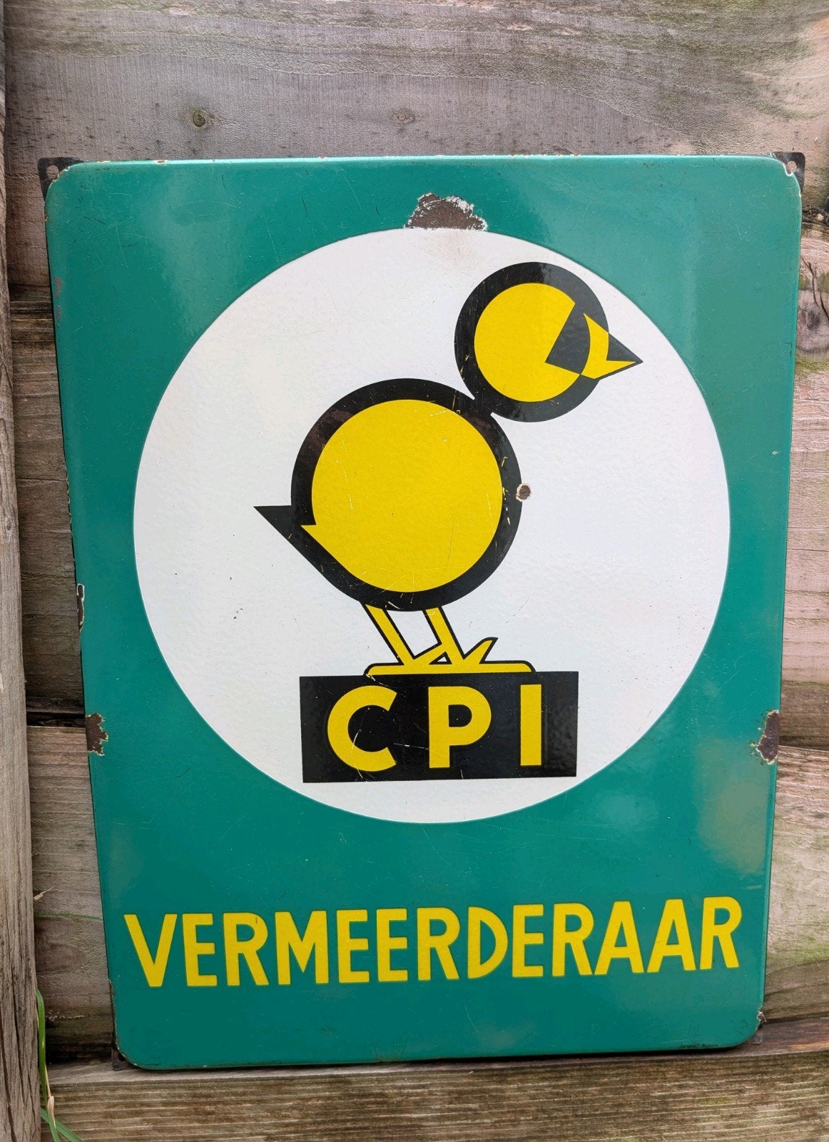 Groot emaille bord Langcat Bussum, Ophalen of Verzenden, Gebruikt, Reclamebord