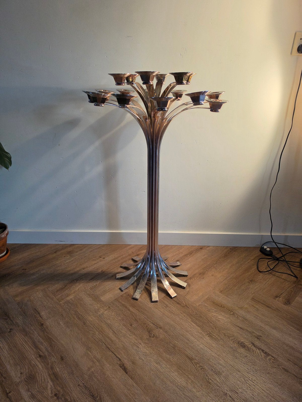 Fink  Belvedere xxl kandelaar verzilverd  102cm, Ophalen of Verzenden, 102 cm, Kandelaar, Zilver