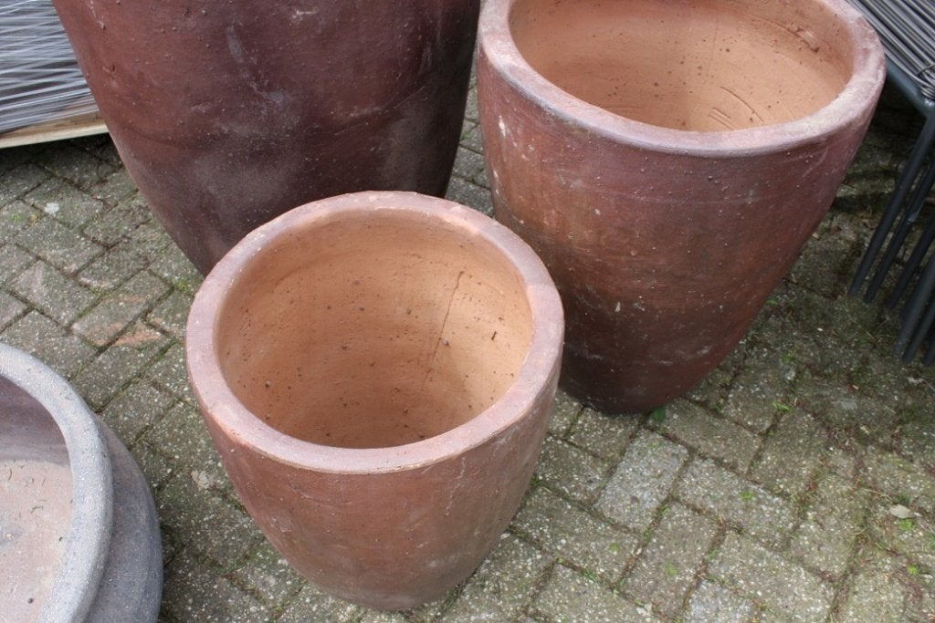Grote hoge ronde zware bloempotten cement 3 maten terras, Ophalen, 40 cm of meer, Rond, Nieuw
