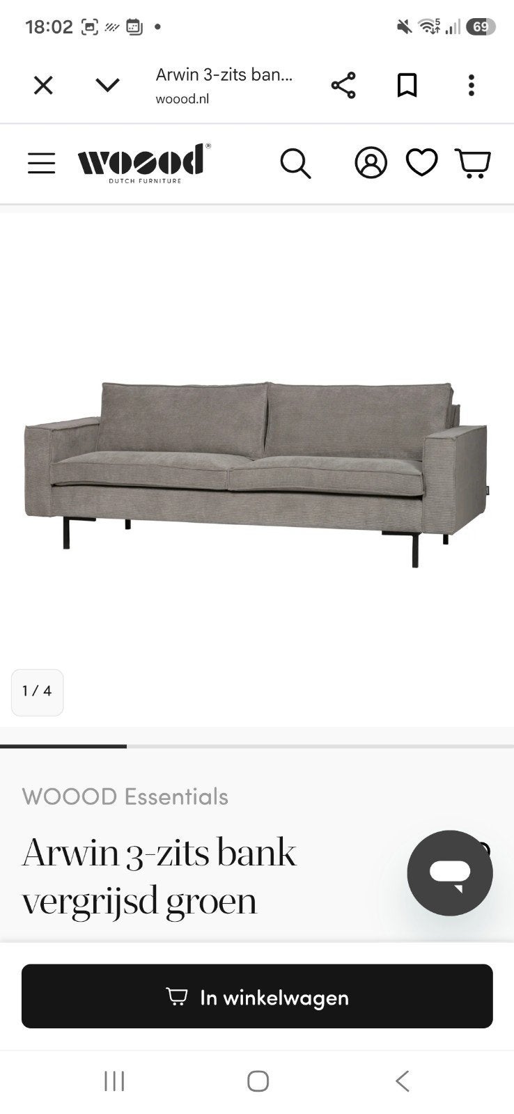 woood Armin bank nieuw !, Ophalen, Nieuw, 75 tot 100 cm, Stof