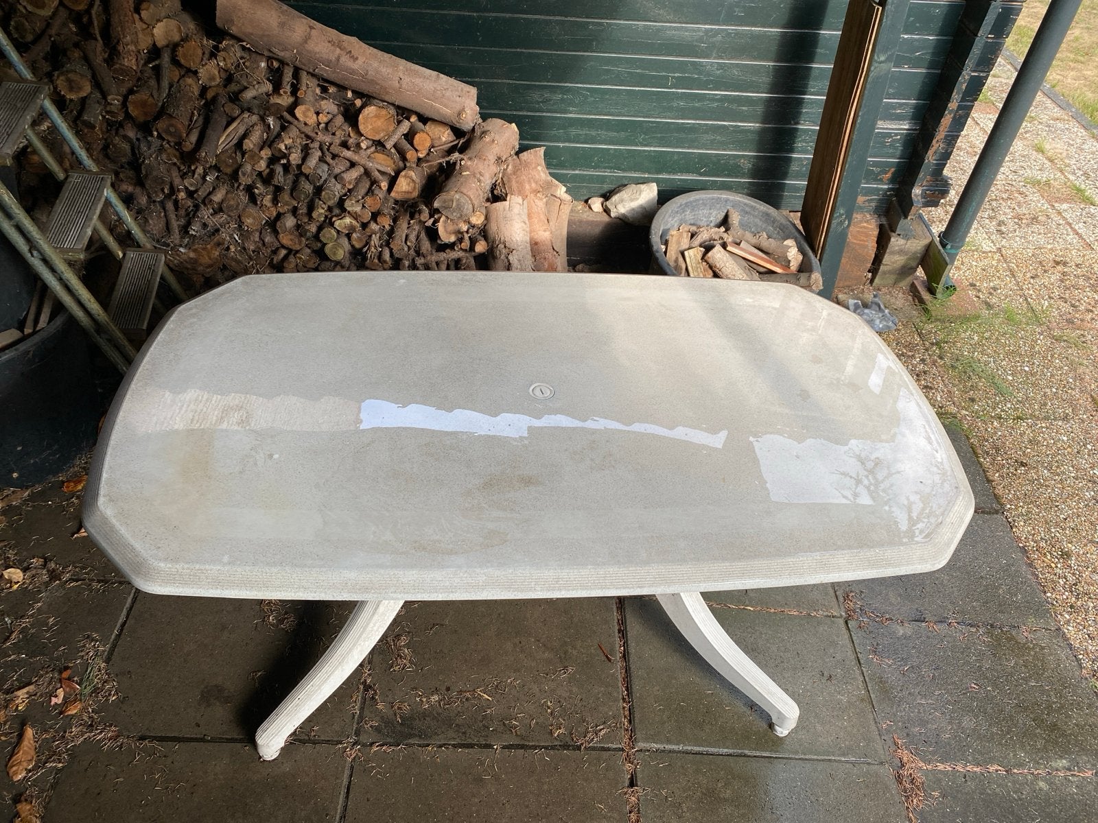 Gebruikte kunststof tuintafel - Ovaal Hartman prestige, Tuin en Terras, Ophalen, Gebruikt, Rechthoekig, Kunststof