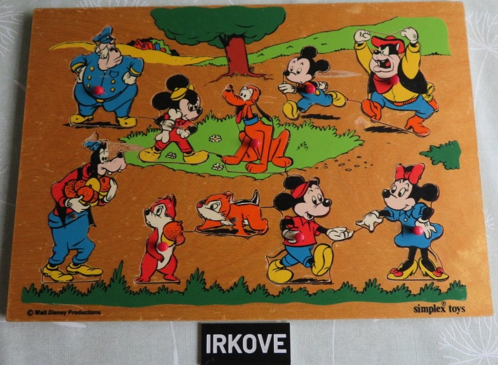 VINTAGE HOUTEN KNOPJES PUZZELS * Boerderij en Disney *, Verzenden