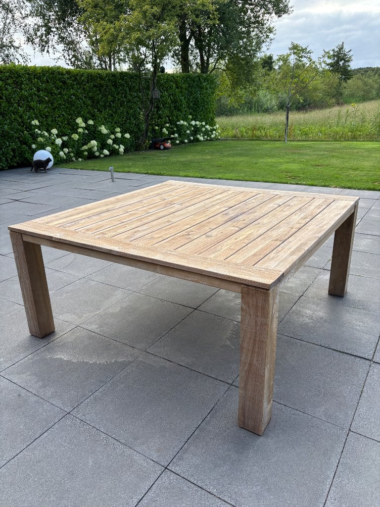 Rough Teak Tuintafel Vierkant  Nieuwstaat  170 x 170, Ophalen, Zo goed als nieuw, Vierkant, Teakhout