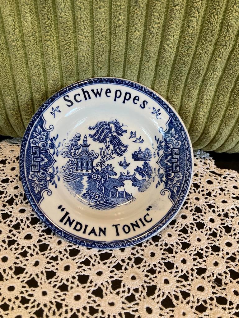 Blauw schaaltje Schweppes Indian Tonic (200326c), Ophalen of Verzenden, Zo goed als nieuw, Porselein, Overige stijlen