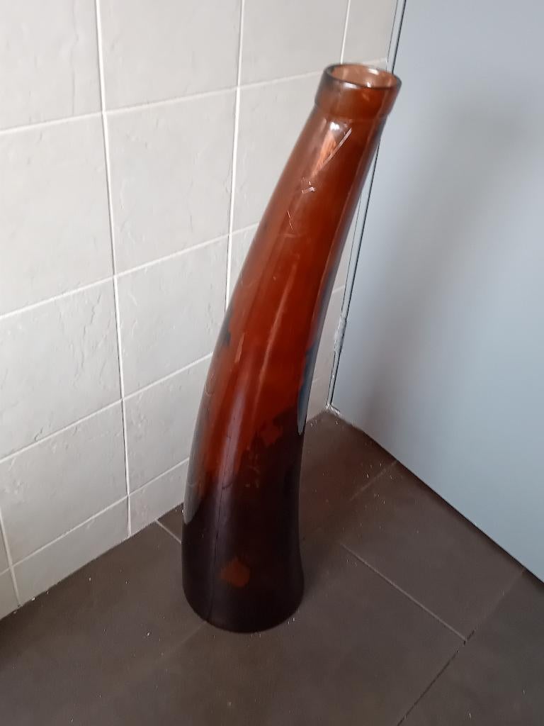 GLAZEN VAAS GEBOGEN, Ophalen, 75 cm of meer, Rood, Glas
