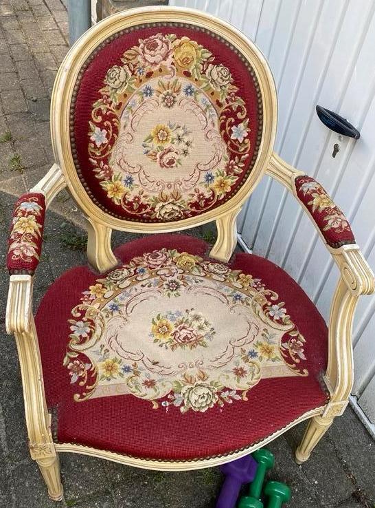 Ann queen antiek barok stoel bordeaux rood, Antiek en Kunst, Ophalen of Verzenden