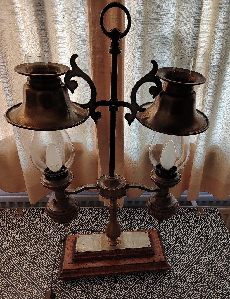 zeer oude koper schemer lamp, Antiek en Kunst, Ophalen