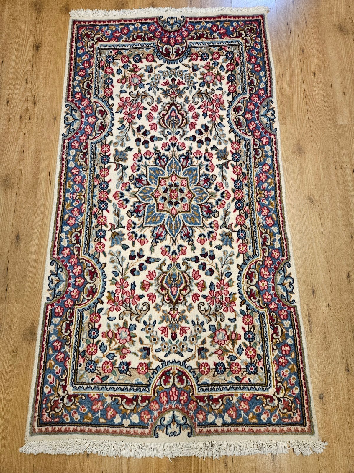 Handgeknoopt perzisch tapijt kirman 170x86, Info@SlatsAntiek.nl, Crème, Perzisch, Vof Slats Antiek
