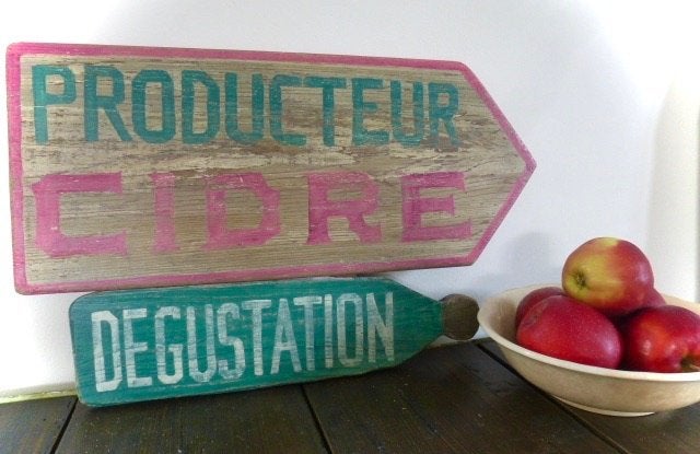 Houten bord/handgeschilderd/Appel Cider/Cidre/ Frankrijk, Reclamebord, Ophalen of Verzenden, Zo goed als nieuw, B6