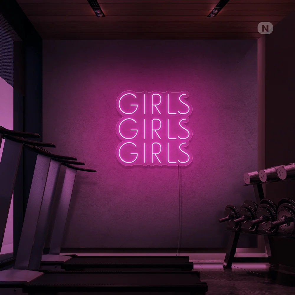Neon LED-bord "GIRLS GIRLS GIRLS" - Roze Verlichting, Nieuw, Ophalen of Verzenden, Modern, Roze