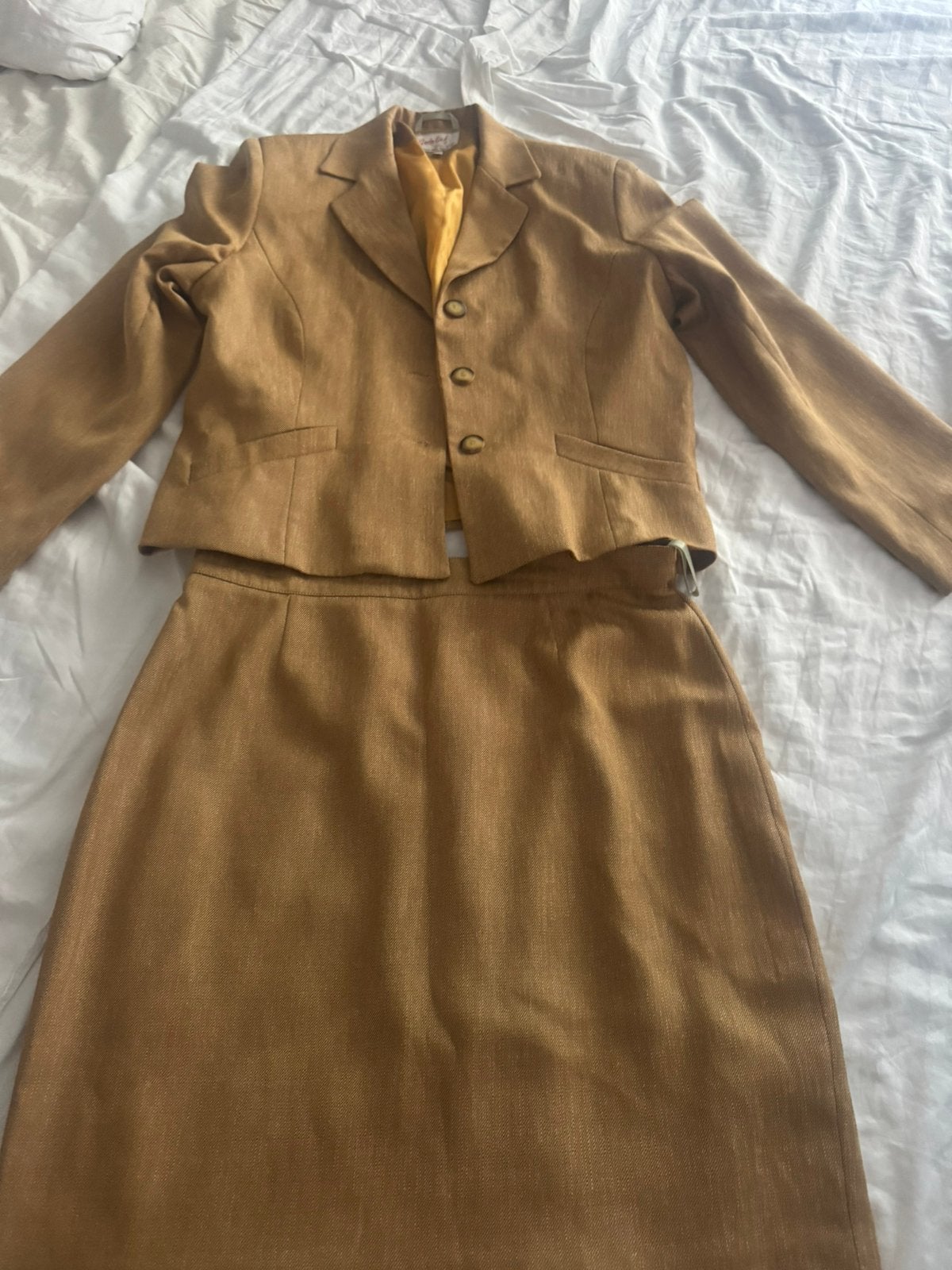 Godelief mantelpakje maat L okur kleur, Maat 38/40 (M), Blauw, Ophalen of Verzenden, Zo goed als nieuw