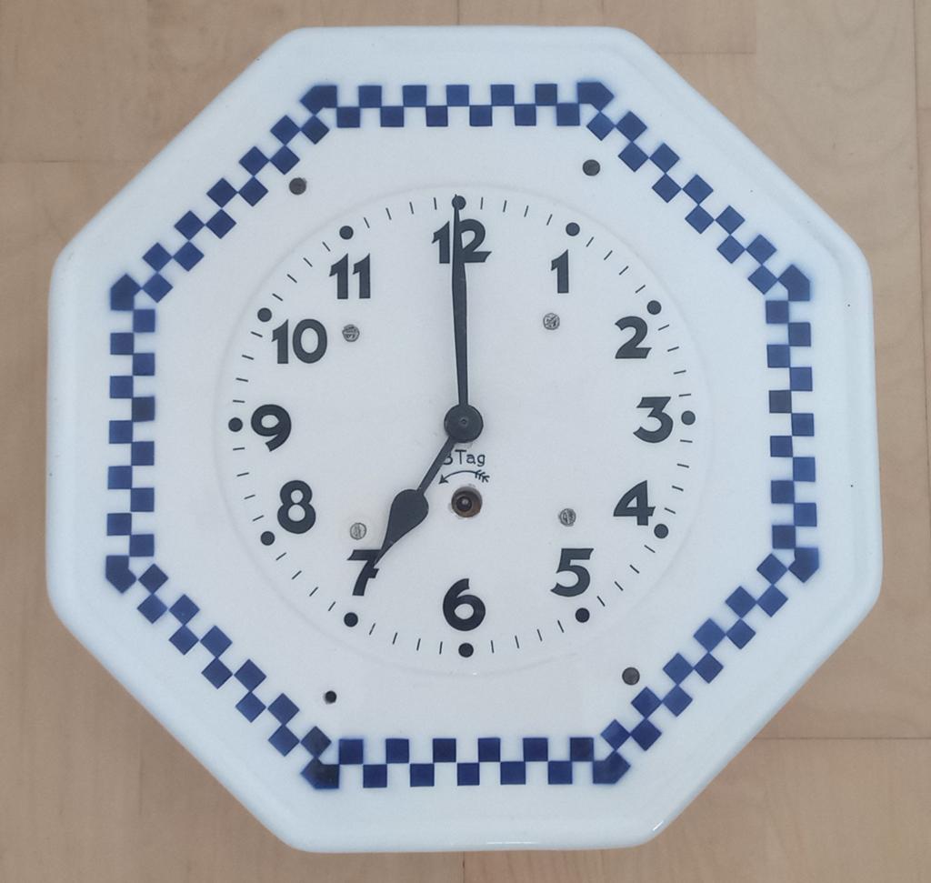 Gustave Becker keramieken keukenklok, jaren 20/30, Art Deco, Ophalen