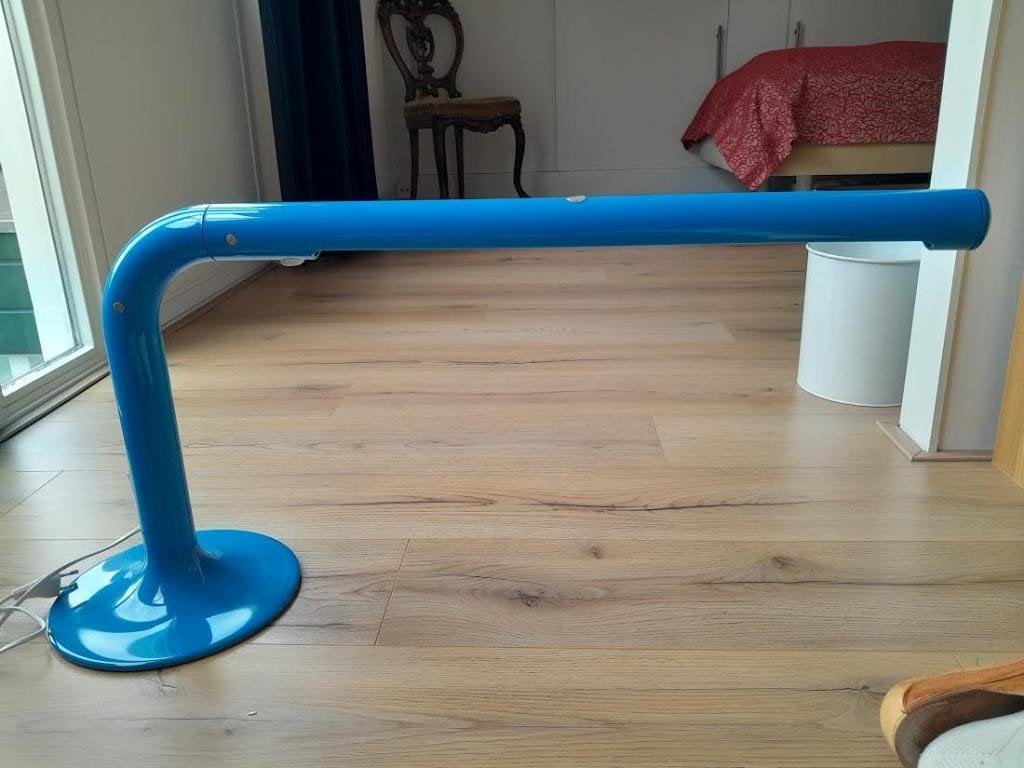 originele jaren '70 buislamp Atelje Lyktan, Blauw, 41 cm, Bureaulamp, Gebruikt