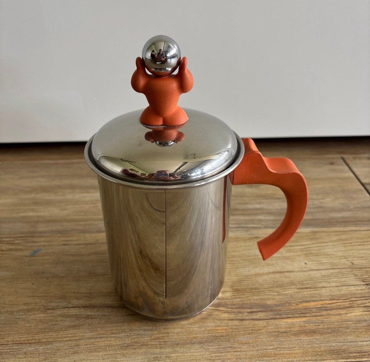 Alessi Creamer melkopschuimer - RVS met oranje handvat, Ophalen of Verzenden, Oranje, Overige typen, Gebruikt