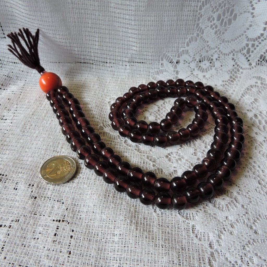 Grote gebedsketting paarse kralen guru kraal kwast, Ophalen of Verzenden