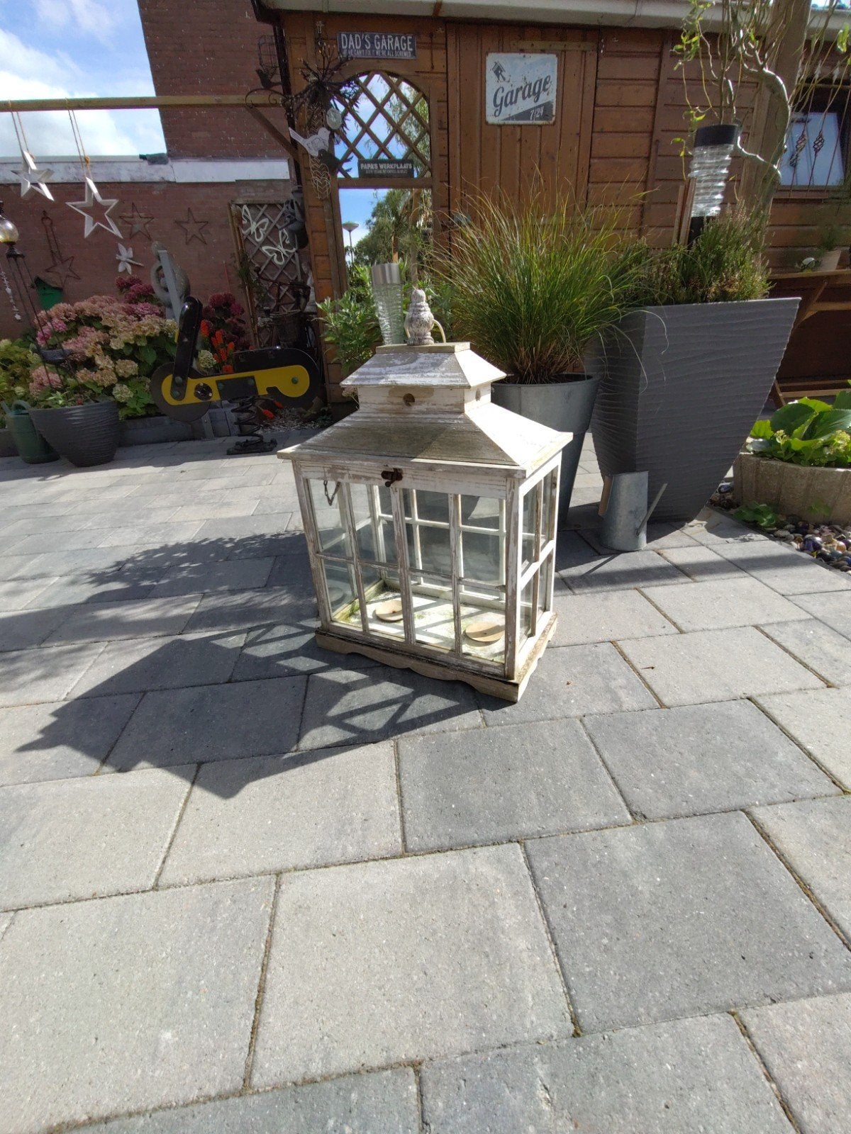 leuke grote tuin kastje, lantaarn, Ophalen, Hout, Terrastegels