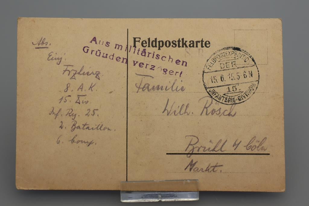 Feldpostkarte WW1 1915, Verzamelen, Ophalen of Verzenden, Landmacht, Duitsland, Overige typen