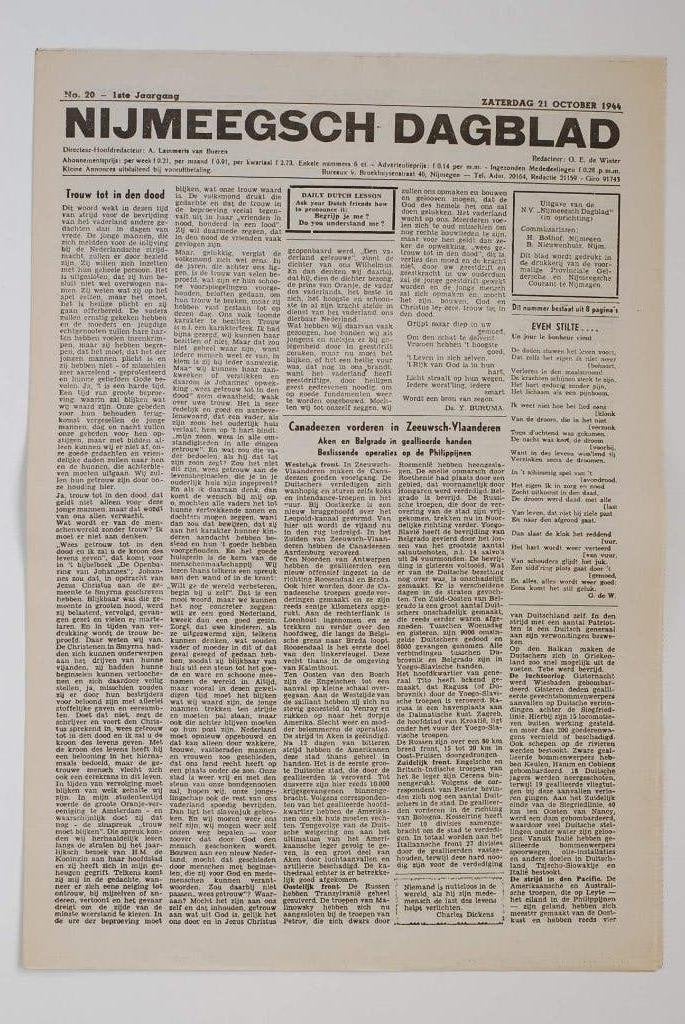 Nijmeegsch Dagblad 1944 Bevrijding Zuid-Nederland Heruitgave, Verzamelen, Zo goed als nieuw, Verzenden, Amsterdam, Overige soorten