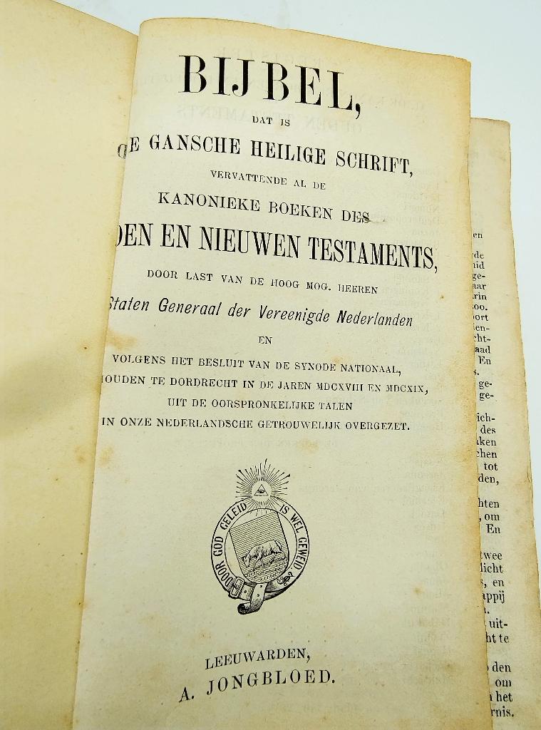 Bijbel met zilveren sloten, S.T. Reitsma, Sneek, ca. 1850, Verzenden, Bijbel