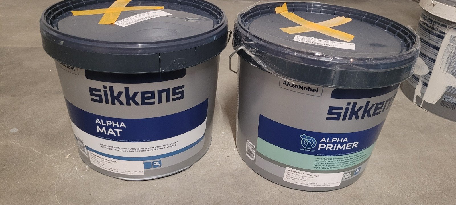 5L Sikkens Alpha Mat F3.09.75 muurverf en 1 x5l  primer, Ophalen, 5 tot 10 liter, Beige, Nieuw